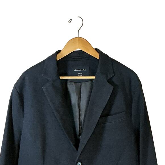Abercrombie & Fitch Men’s Stretch Blazer Suit Jacket Black Single Breasted Large - Picture 2 of 15